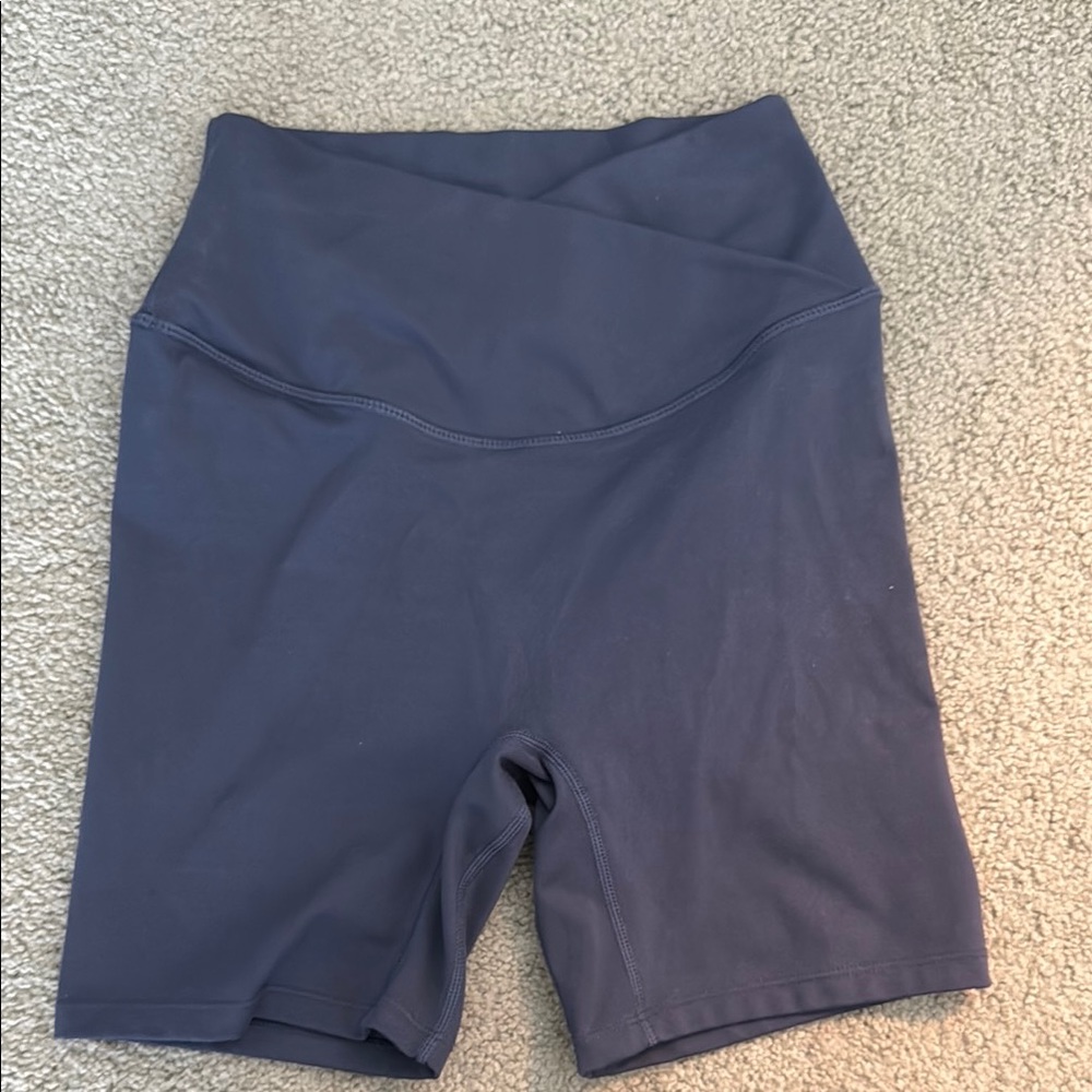 Blue High-Waisted Bike Shorts with Stretchy Fabric